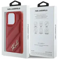 Karl Lagerfeld Diagonal Quilted Script-etui for iPhone 15 Pro Max - rød