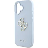 GUESS Grained Big 4G Logo Small Classic Logoetui til iPhone 16 - blå