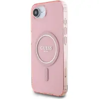 GUESS IML Glitter Circle MagSafe-etui for iPhone 16e - rosa