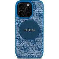 GUESS 4G Circle Classic MagSafe-etui med logo for iPhone 16 Pro Max - blå
