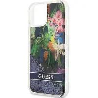 GUESS GUHCP13SLFLSB iPhone 13 mini 5,4" blå/blå hardcase Flower Liquid Glitter