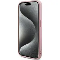 GUESS Saffiano Iridescent Script-etui for iPhone 14 Pro Max - rosa