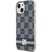 DKNY IML MagSafe-etui med rutete og trykte striper for iPhone 15/14 Plus - Svart