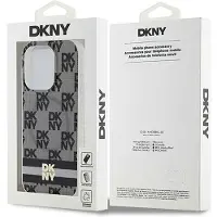 DKNY IML MagSafe-etui med rutete ensfarget mønster og trykte striper til iPhone 14 Pro - Svart