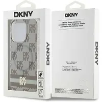 DKNY IML MagSafe-etui med rutete ensfarget mønster og trykte striper til iPhone 13 Pro Max - beige