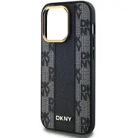 DKNY MagSafe-etui i skinn med rutete ensfarget mønster for iPhone 13 Pro / 13 - Svart