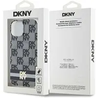 DKNY IML MagSafe-etui med rutete ensfarget mønster og trykte striper for iPhone 15/14/13 - Svart