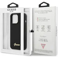 GUESS GUHMP13LLSLMGBK iPhone 13 Pro / 13 6,1" svart hardcase i silikon med gullskrift og MagSafe