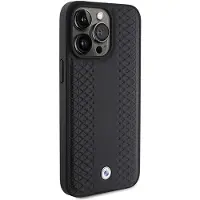 BMW Skinnveske med diamantmønster for iPhone 15 Pro Max - svart