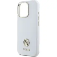 GUESS Silikon Logo Strass 4G-etui for iPhone 16 Pro - Hvit