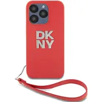 DKNY Pu Leather Stack Logo Wrist Strap Iphone 15 Pro Telefondeksel