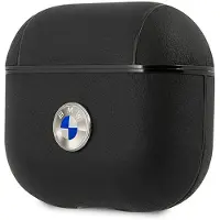 BMW Etui i ekte lær med sølvfarget logo for AirPods 3 - svart