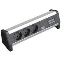 Bachmann DESK 1 borduttak, 3-veis, anodisert aluminium