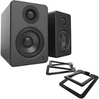 Kanto Audio Kanto YU2 Powered Desktop Speakers with S2 Tilted Speaker Stands Matte Black
