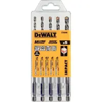 Dewalt flerbruksbor, sett med 5 stk, DT60099-QZ, sjokkbestandig, pakke med 1, sølv