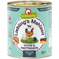 Granatapet Økonomipakke Liebling's Måltid 12 x 800 g - Kylling med pastinakk, basilikum, hyllebær og linfrøolje