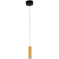 FISCHER&HONSEL GMBH LED-pendellampe Shine-Wood, Ø 13 cm eik/svart tre/akryl
