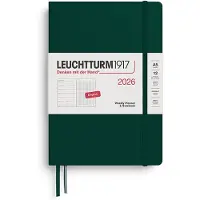 Adlibris Weekly Planner & Notebook Dotted 2026 A5 Hard Forest Green Leuchtturm1917