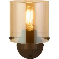 Searchlight Vegglampe Sverige, mokka/amber, 1 lyskilde, stål, glass