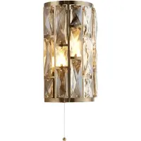 Searchlight Vegglampe Bijou messing 2-lys krystallglass ledningskontakt