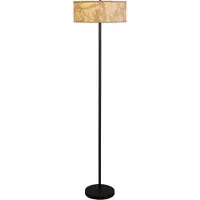 Searchlight Gulvlampe Isla, Ø 40 cm, brun, beige, bambus, stål