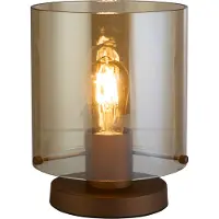 Searchlight Bordlampe Sverige, mokka/amber, stål, glass, E27