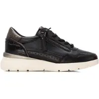 Carmela for woman. 16243001-NEGRO Leather Sneakers 162430 black (37), 3 to 5 cm, Zip, Casual