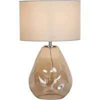 Searchlight Devon bordlampe, hvit/creme, høyde 44,5 cm, tekstil/glass