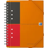 Oxford International Meetingbook A5+ - Notisbok - spiralbundet - 80 ark / 160 sider - hvitt papir - linjert - 10 hull - oransje perm - polypropylen (PP)