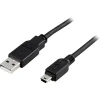 Deltaco USB 2.0 kabel Type A han - Type Mini B han 1m, svart