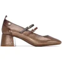Xti for woman. 14425501-BEIGE Shoes 144255 brown (39), 3 to 5 cm, Buckle, Casual, Party, Classic, Patent Leather