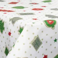 Borg Living Tekstil voksduk med akrylbelegg - Med julemotiv - Christmas dots and charms - 140 cm bred - På metermål