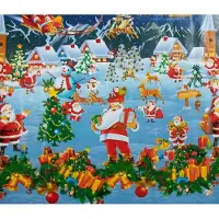 Borg Living Julevoksduk - 140 cm bred - Voksduk med julemotiv - Juleduk med julenisser
