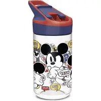 Licens Disney Mickey Mouse drikkeflaske - Vannflaske med flipfunksjon og sugerør