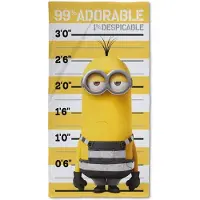 Licens Minions håndkle - 70x140 cm - 100% bomull - Mykt badehåndkle med Minions - Mug shot