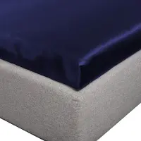Borg Silkelaken - konvoluttlaken 180x200x8 cm - Navy - 100% morbærsilke -