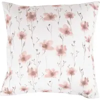 By Night Putetrekk 60x63 cm - Bomullssengetøy av flanell - Hvit med rosa blomster