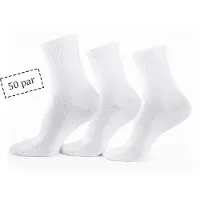Home-tex Tennissokker - 50 par hvite tennissokker med ribbekant - Str. 43-47 - Unisex