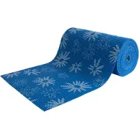 Borg Living Sklisikker badematte - På metermål - Blå med blomster - 65 cm bred - Multifunksjonsvåtromsmatte