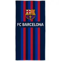 Licens Stripet Barcelona håndkle - 70x140 cm - 100% bomull - Mykt badehåndkle med FC Barcelona-logo