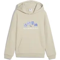 Puma Olympique de Marseille FtblCulture Hoodie Youth, Clothing, Desert Dust/Vivid Blue, 15-16Y