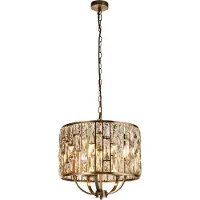 Searchlight Bijou pendellampe, 5-lys, messing, krystallglass