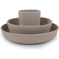 Filibabba Spisesett - Silikon - 3 Deler - Warm Grey - - OneSize - Spisesett
