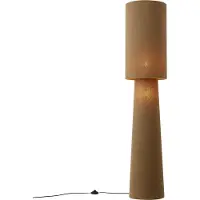 QAZQA Japandi gulvlampe brun teddy stoff 2-lys - Trompet