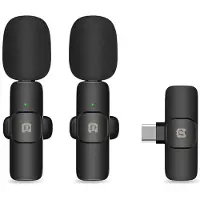 24hShop Puluz trådløse lavaliermikrofoner med USB-C-mottaker