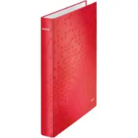 Leitz WOW - Ringperm - bokryggbredde: 40 mm - for A4 (210 x 297 mm), A4 Maxi - kapasitet: 250 ark - geometric pattern - rød