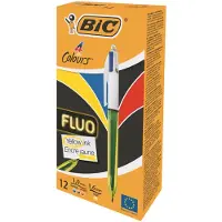 BIC Kulepenn Fire Farger Blå/svart/rød/fluorescerende Gul Medium Spiss 1 Mm
