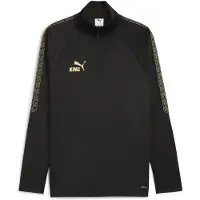 Puma KINGtouch Football Quarter-Zip Top Men, Clothing, Black/Gold, XS