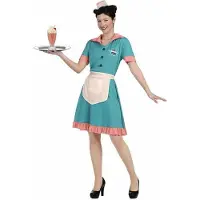 My Other Me 50-talls Servitørkostyme Med Lue Kjole Og Forkle