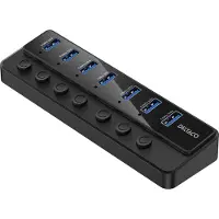 Deltaco USB-A Hub - 7x USB-A Ports USB-hub - USB 3.0 - 7 porter - Svart